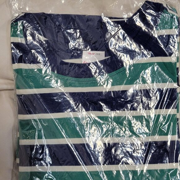 HANNA ANDERSSON Long Sleeve Colton Shirt Blue & Green Stripe - 130 (8) (NWT) - Picture 3 of 6